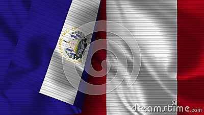 Peru and El Salvador Realistic Flag â€“ Fabric Texture Illustration Stock Photo